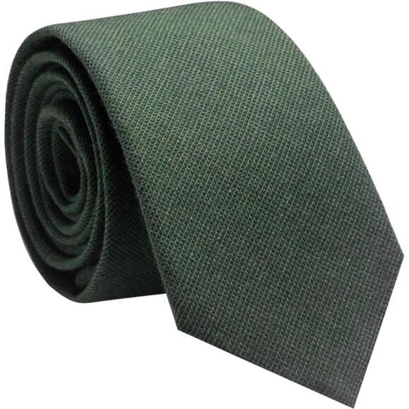 Solid Color Cotton Tie for Men Green - Picture 1 of 4